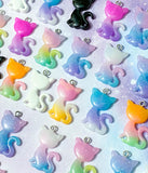 glitter resin cat cats kitty charm charms pendant pendants large big ombre colours black white blue lilac purple cerise pink yellow green lemon orange turquoise uk cute kawaii craft supplies shop