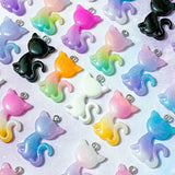 glitter resin cat cats kitty charm charms pendant pendants large big ombre colours black white blue lilac purple cerise pink yellow green lemon orange turquoise uk cute kawaii craft supplies shop
