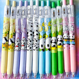 kawaii panda pandas gel pen black ink fine line fineline pens uk cute kawaii stationery shop store present gift gifts pandas lover lovers pink lilac blue green black and white yellow lemon fun pretty click barrel top design