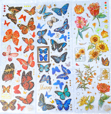 bargain sticker stickers sheet sheets holo holographic clear plastic transparent stationery butterfly butterflies key keys garden flower flowers bloom blossom letters alpha alphabet numbers gem gems gemstones crystal crystals uk cute kawaii stationery shop store purple lilac yellow green peach pink red orange bright green