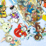 retro vintage kitsch feel bunny rabbit bunnies rabbits clear plastic pet sticker stickers flake flakes pack uk cute kawaii stationery shop present gift gifts easter spring fun funny old fashioned victorian 1940s 1950s nostalgic