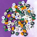 spooky halloween poy polymer clay bead beads set uk cute kawaii craft supplies shop skull skulls cat cats cross bones pumpkin pumpkins bat bats monster ghost ghosts spider spiders web webs mixed collection orange black white green grey purple