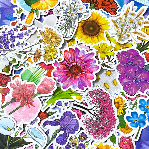 LAPTOP STICKER STICKERS flower flowers floral bloom blooms blossom big glossy sticker stationery set pack sunflower daisy red pink orange yellow white purple lilac garden plants uk