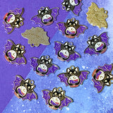 magic magical witch halloween bat bats charm charms pendant purple lilac wings cat black holding crystal ball moon stars uk cute kawaii craft supplies gold tone metal enamelled cats silver tone purple halloween spooky
