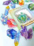 sparkly crystal crystals gem gems stone stones holo holographic foil rainbow highlights foiled sticker stickers flake flakes pack uk cute kawaii stationery planner supplies store shop bright big large red orange green yellow purple pink gemstone pack set clear plastic