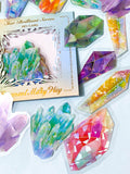 sparkly crystal crystals gem gems stone stones holo holographic foil rainbow highlights foiled sticker stickers flake flakes pack uk cute kawaii stationery planner supplies store shop bright big large red orange green yellow purple pink gemstone pack set clear plastic
