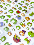 cute kawaii green frog sticker stickers clear plastic pet stationery uk planner supplies shop animal animals funny sweet gift gifts little small pet planet pack of 10 sheets sheet