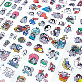 penguin penguins cute kawaii animal pet clear plastic sticker stickers sheet pack sheets uk stationery addict planner supplies shop store 10 colourful pretty