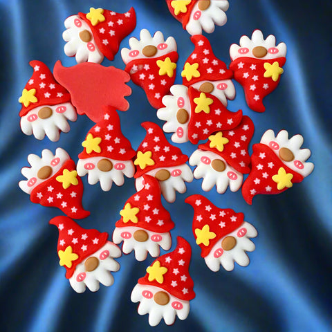 cute gnome gnomes flatback flat back fb fbs embellishment uk kawaii craft supplies hat spots polka dot dots yellow star red white gonk gonks pixie festive xmas christmas crafts embellishments