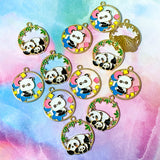 PANDA Large Enamel Gold Tone Hoop Charm 29mm-2 Styles