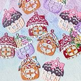 gingerbread house houses festive christmas metal rainbow charm charms pendant uk cute kawaii craft supplies cut out filigree cute kawaii craft supplies red brown lilac pink cake cupcakes cakes sweet sweets