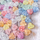 heart hearts bead beads acrylic plastic crackle glaze 10mm small 3d rounded uk cute kawaii craft supplies shop jewellery making pretty pink blue lilac clear white green yellow mixed set
