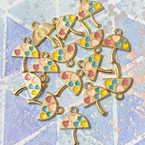 cute kawaii gold tone metal enamel charm charms pendant pendants hearts pastel colours mushroom mushrooms little small uk craft supplies