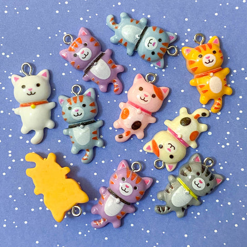 cute kawaii cat resin charm charms cats uk craft supplies white grey tabby ginger tortoiseshell kitty lilac purple blue