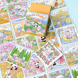 spring flower flowers panda cat bunny puppy dog square glossy sticker stickers flake flakes mini small box of 46 colourful pretty blossom fruit fruits harvest time summer cherry blossom animals pack uk cute kawaii stationery gift gifts shop store planner addict supplies deco