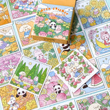 spring flower flowers panda cat bunny puppy dog square glossy sticker stickers flake flakes mini small box of 46 colourful pretty blossom fruit fruits harvest time summer cherry blossom animals pack uk cute kawaii stationery gift gifts shop store planner addict supplies deco