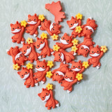 cute kawaii resin fox foxes flat back flatback embellishment uk craft supplies orange brown yellow flower woodland cabochons pretty fb fbs