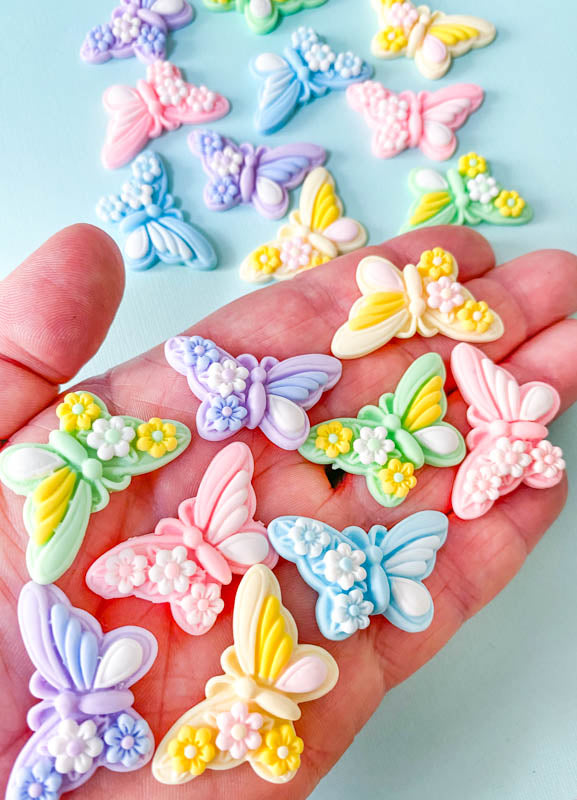 large big butterfly butterflies resin resins flatback flat back backs fb fbs cute kawaii colourful craft supplies uk shop store blue yellow green pink lilac purple floral flower flowers spring pretty