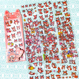 fox foxes kawaii cute clear plastic sticker stickers sheet pack red orange pretty funny set of 10 uk stationery gift gifts shop store planner supplies bargain sheets