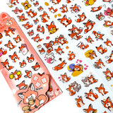 fox foxes kawaii cute clear plastic sticker stickers sheet pack red orange pretty funny set of 10 uk stationery gift gifts shop store planner supplies bargain sheets