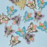 enamel charm charms pendant pendants gold tone metal enamelled butterfly butterflies floral flower flowers pink blue turquoise purple lilac black tulip tulips pretty uk craft supplies shop store big large