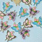 enamel charm charms pendant pendants gold tone metal enamelled butterfly butterflies floral flower flowers pink blue turquoise purple lilac black tulip tulips pretty uk craft supplies shop store big large
