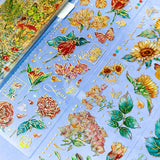 gold foil foiled holo holographic stickers sticker clear plastic sheet butterflies butterfly flower flowers floral fern mushroom mushrooms pretty spring blooms blossom bright colourful uk stationery planner supplies cute kawaii