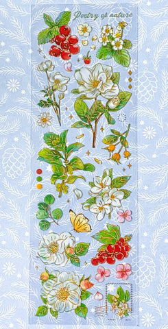 gold foil foiled holo holographic stickers sticker clear plastic sheet butterflies butterfly flower flowers floral fern mushroom mushrooms pretty spring blooms blossom bright colourful uk stationery planner supplies cute kawaii