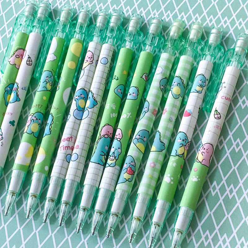 baby kawaii cute dino dinosaur dinosaurs propelling pencil pencils automatic green white uk stationery supplies shop store gift gifts lover lovers planner addict mint pink