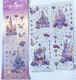 purple lilac lavender palace fairytale castle castles magic magical sticker stickers sheet pack 3 clear plastic holo holographic silver foil foiled uk cute kawaii stationery supplies shop planner addict moon rose roses butterfly butterflies pretty