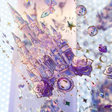 purple lilac lavender palace fairytale castle castles magic magical sticker stickers sheet pack 3 clear plastic holo holographic silver foil foiled uk cute kawaii stationery supplies shop planner addict moon rose roses butterfly butterflies pretty