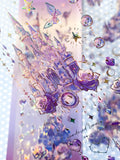 purple lilac lavender palace fairytale castle castles magic magical sticker stickers sheet pack 3 clear plastic holo holographic silver foil foiled uk cute kawaii stationery supplies shop planner addict moon rose roses butterfly butterflies pretty