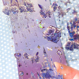 purple lilac lavender palace fairytale castle castles magic magical sticker stickers sheet pack 3 clear plastic holo holographic silver foil foiled uk cute kawaii stationery supplies shop planner addict moon rose roses butterfly butterflies pretty