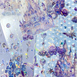 purple lilac lavender palace fairytale castle castles magic magical sticker stickers sheet pack 3 clear plastic holo holographic silver foil foiled uk cute kawaii stationery supplies shop planner addict moon rose roses butterfly butterflies pretty