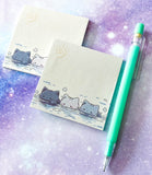 cute cat cats kitten kittens swim swimming water heeads fun pretty kawaii note notes sticky pad pads memo memos uk stationery blue grey cream buff sheet sheets gift gifts planner supplies shop store