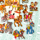 baby animal animals kitsch retro vibes clear plastic sticker pack flake flakes uk stationery shop store planner supplies donkey cow cows calf baby deer deers horse horses zebra zebras spring pony pretty large
