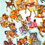 baby animal animals kitsch retro vibes clear plastic sticker pack flake flakes uk stationery shop store planner supplies donkey cow cows calf baby deer deers horse horses zebra zebras spring pony pretty large