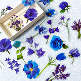 clear plastic sticker stickers flake flakes mini box of 20 40 blue lilac purple turquoise flower flowers floral bloom blooms garden spring stationery uk cute kawaii beautiful rose anemone daisy lavender planner supplies shop store