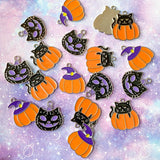 Sale! HALLOWEEN Silver Tone Metal Enamel Charm- CAT PUMPKIN WITCH