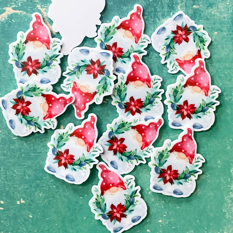 festive xmas christmas gnome gnomes flatback gonk gonks acrylic planar flat back fb fbs uk cute kawaii craft supplies red green wreath foliage pretty poinsettia hat