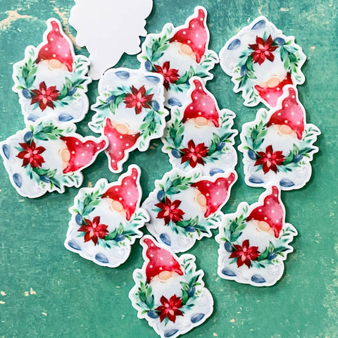 festive xmas christmas gnome gnomes flatback gonk gonks acrylic planar flat back fb fbs uk cute kawaii craft supplies red green wreath foliage pretty poinsettia hat