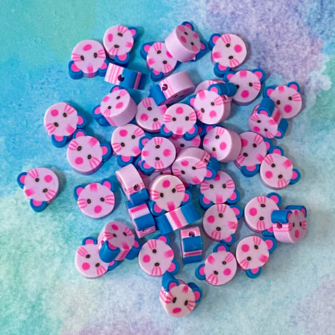 pink lilac purple blue cat cats kitty polymer clay bead beads set uk cute kawaii craft supplies shop store pretty kitten kittens handmade