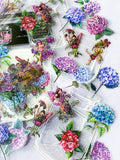 flower flowers fairy fairies sticker stickers clear plastic holo holograhic hydrangea pink lilac purple blue butterfly butterflies uk cute kawaii stationery planner supplies shop store addict beautiful bloom blooms sparkly glitter bottle bottles jar jars magical fairytale