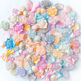 pearl pearly pearlescent bead beads bundle pretty uk craft supplies cute kawaii acrylic rose roses flower flowers shell shells butterfly butterflies bow bows ombre colour colours rainbow sheen
