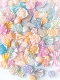 pearl pearly pearlescent bead beads bundle pretty uk craft supplies cute kawaii acrylic rose roses flower flowers shell shells butterfly butterflies bow bows ombre colour colours rainbow sheen