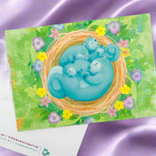 spring nest squirrel squirrels kawaii art artist original illustration handmade postcard post card cards recycled eco uk stationery shop planner addict green blossom springtime fresh pretty