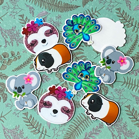 cute kawaii large acrylic animal fb flatback flat back fb fbs embellishment sloth sloths guinea pig pigs koala koalas peacock peacocks white plastic bow supply craft supplies uk