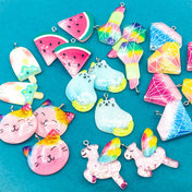Kawaii Glitter Charm- Cat Unicorn Lolly Watermelon Lipstick or Gem