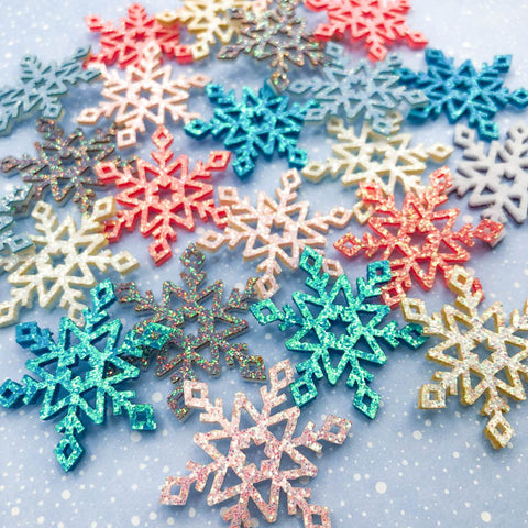 Stock Clearance- just 10p! Snowflake AB Shimmer Felt Patch 39mm