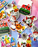 halloween festive christmas easter festival large planar resin acrylic flat back fb fbs flatback flatbacks gnome gnomes gonk gonks uk cute kawaii craft supplies pumpkin black cat candy cane let it be easter egg eggs spider wed